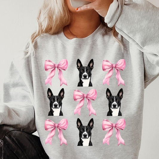 Belgian Malinois Black and White with Pink Bows Sweatshirt