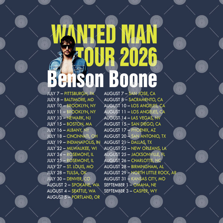 Benson Wanted Man Tour 2026 T Shirt