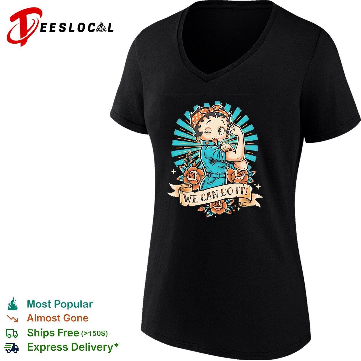 Betty the Riveter style of Rosie the Riveter and vintage shirt