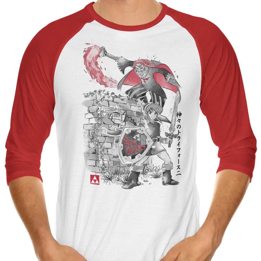 Between Worlds Sumi-e - 3/4 Sleeve Raglan T-Shirt