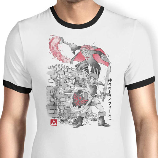 Between Worlds Sumi-e - Ringer T-Shirt