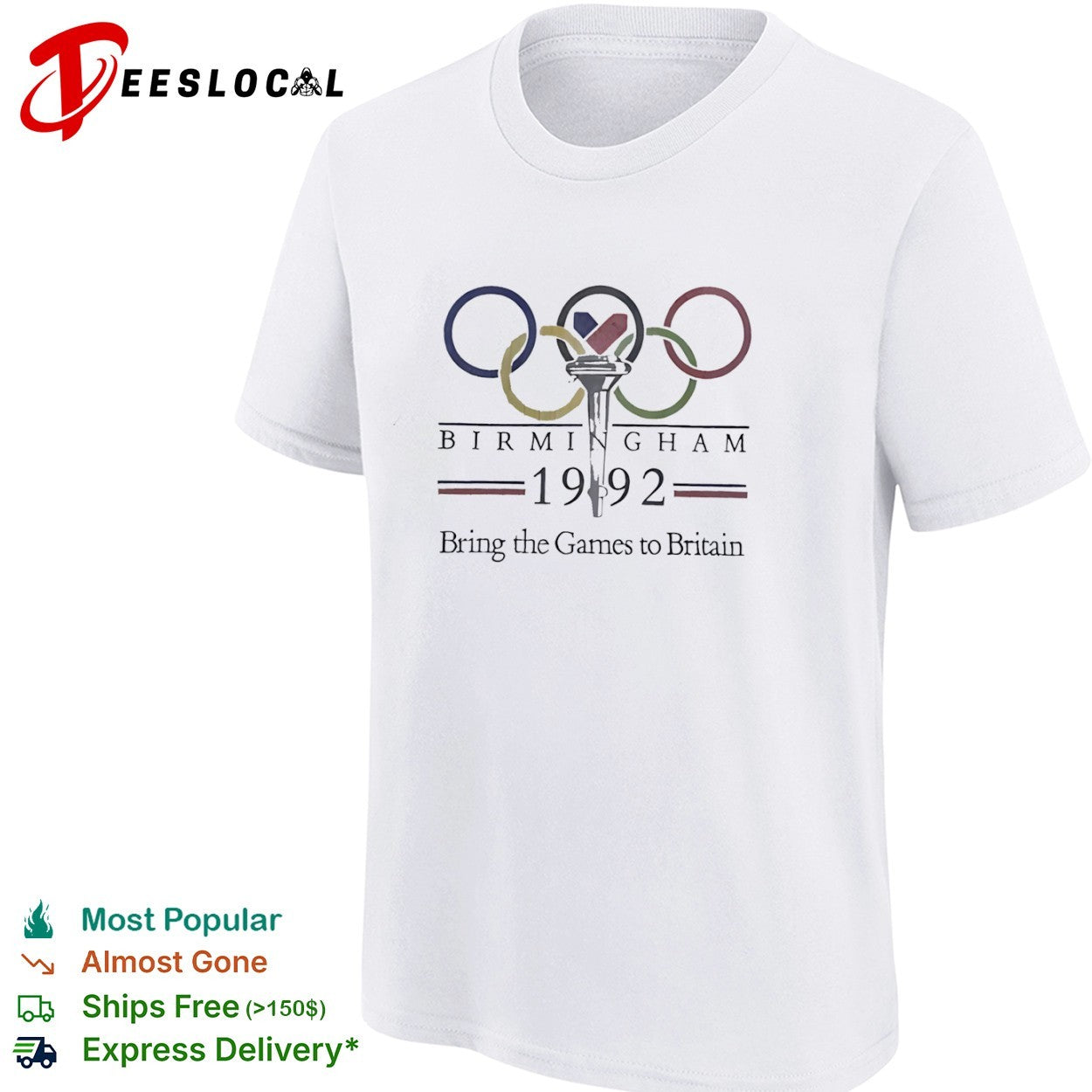 Birmingham 1992 Bring the Games to Britain Olympic Torch Logo Birmingham 1992 shirt