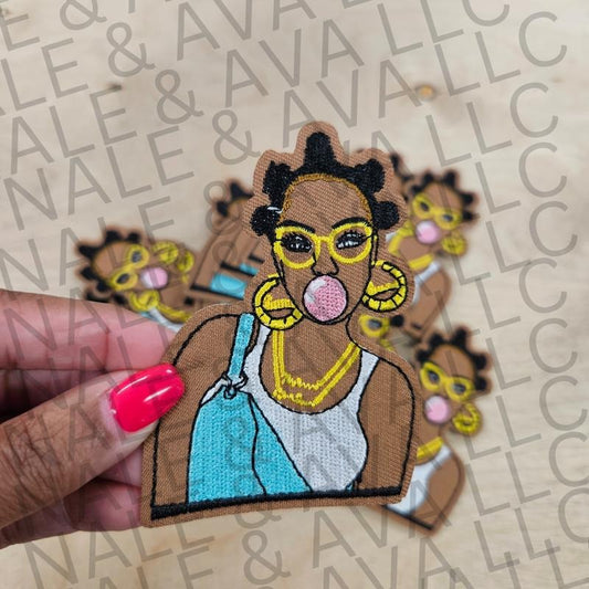 Black Girl Bantu Knots Hat Patch (1 Patch)