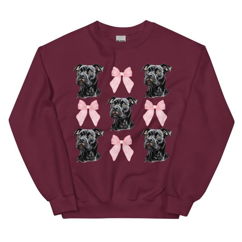 Black Pitbull With Pink Bows Sweatshirt