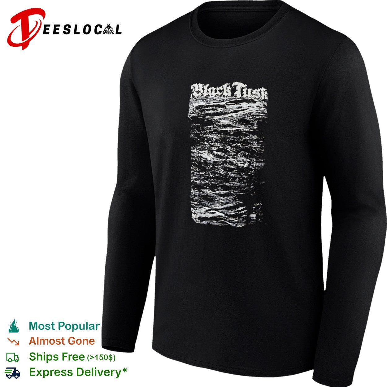 Black Tusk Band Logo and Abstract Wave Texture Heavy Metal Music shirt