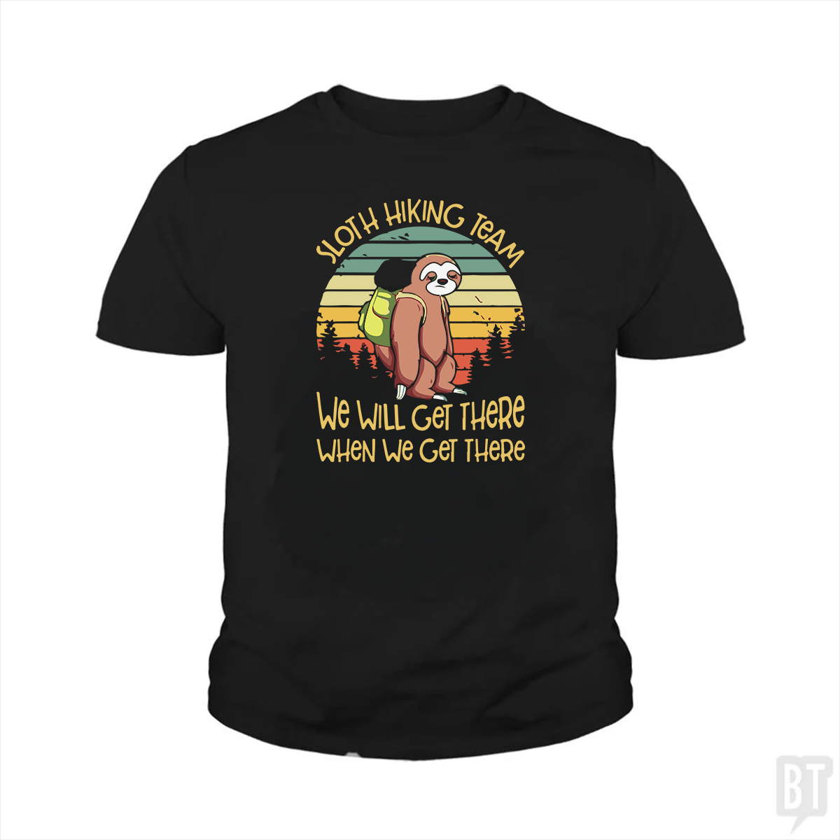Funny Sloth Hiking Team Kids Shirt
