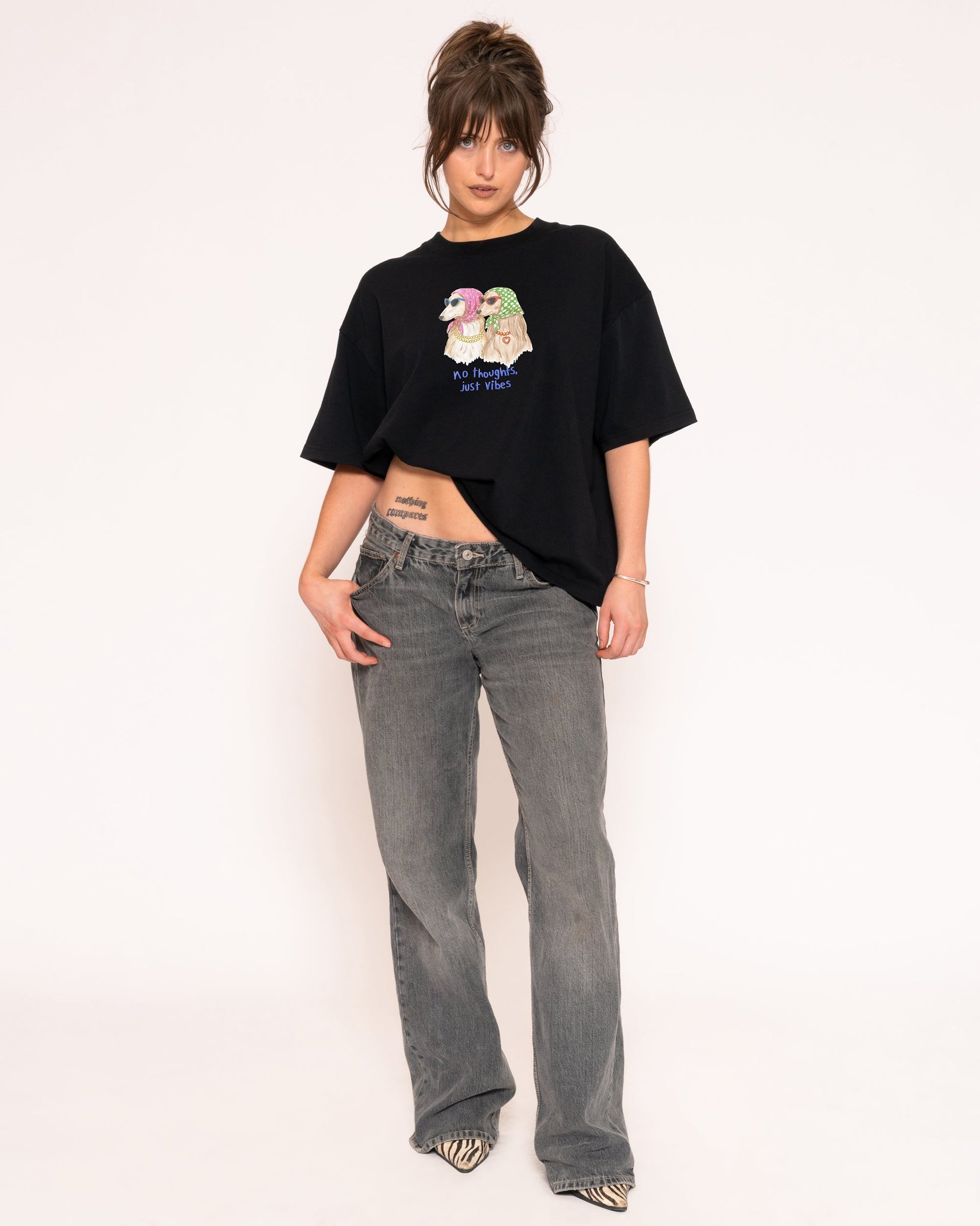 No Thoughts, Just Vibes Boxy Crop Tee
