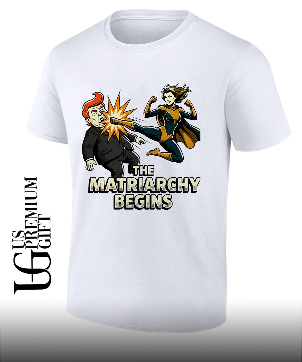 Blonde Blazer kick Donald Trump in the face The Matriarchy Begins shirt