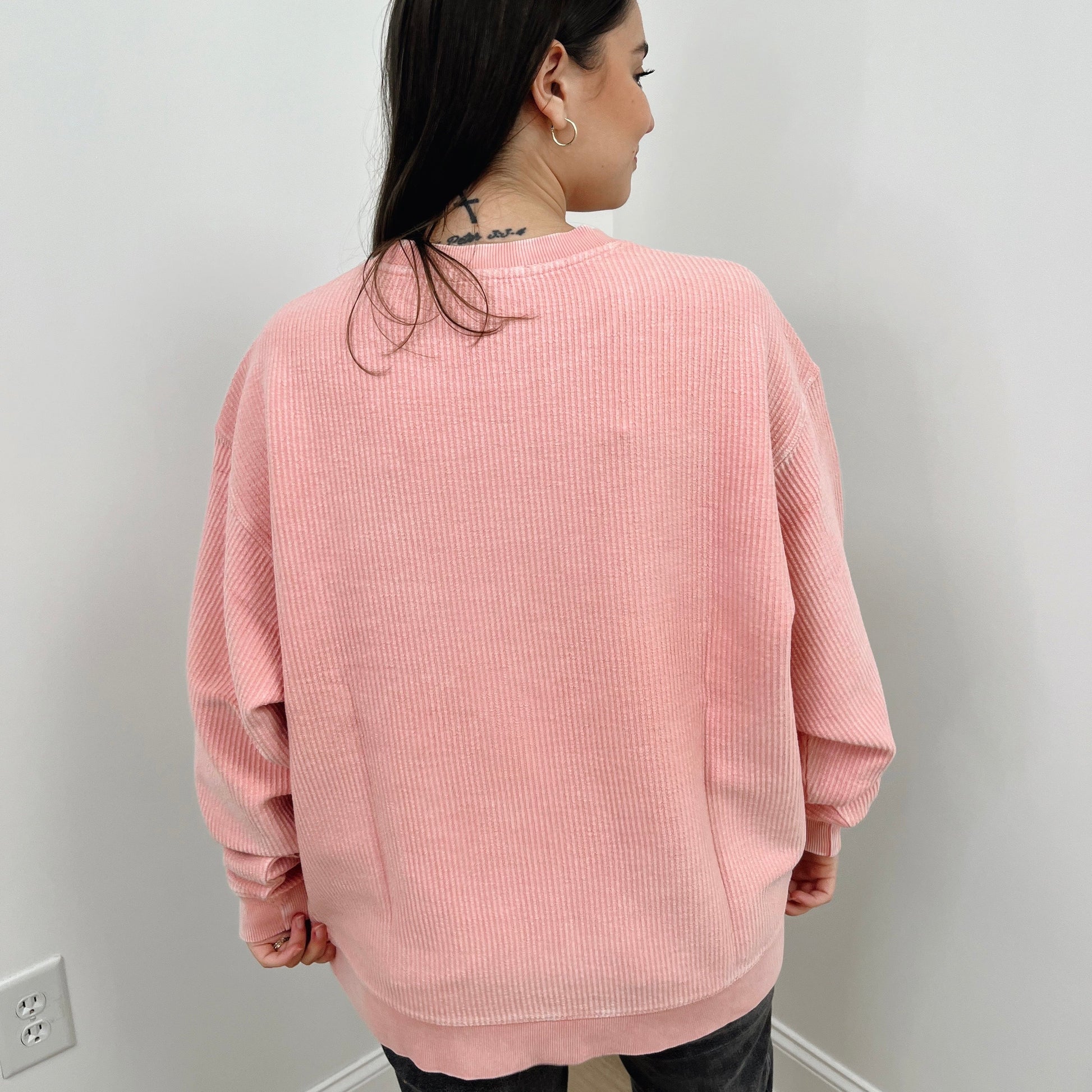 Blossom Pink Oversized Corded Crew - clothing by TeeHivey.com (Image 2)