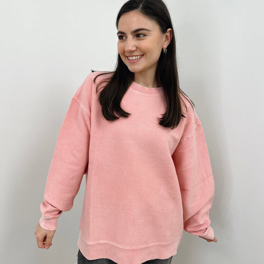Blossom Pink Oversized Corded Crew - clothing by TeeHivey.com (Image 1)