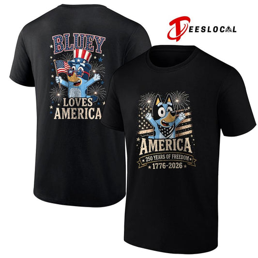 Blue Dog America 250 years of freedom loves America shirt