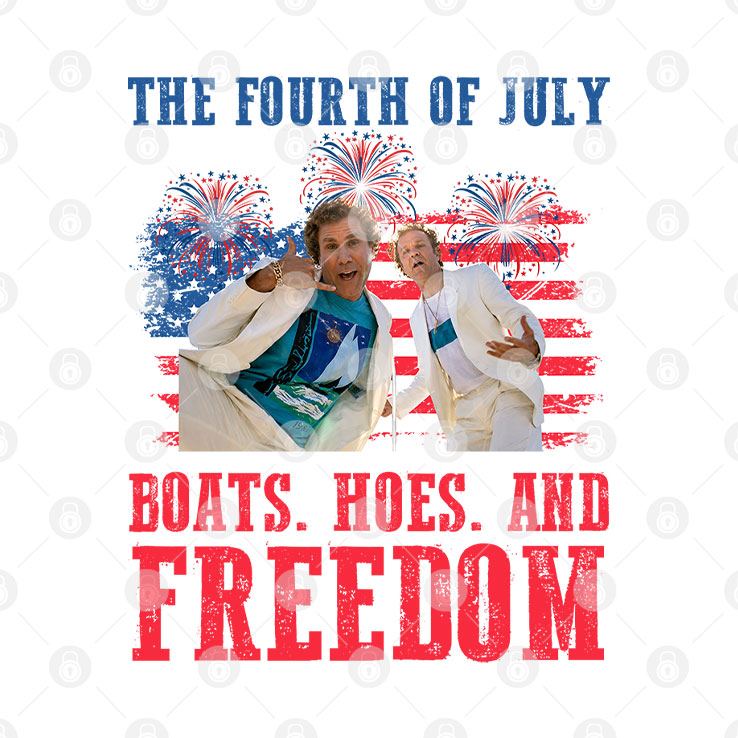 Boats Hoes And Freedom 4th Of July Step Brothers Inspired Boating & Freedom Funny Patriotic Boat Party T Shirt