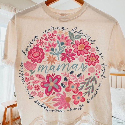 Boho floral mama shirt, mom adjectives shirt,, she is mom shirt,, mama shirt,, abstract floral, mama dtf shirt,, mothers day, mom shirt