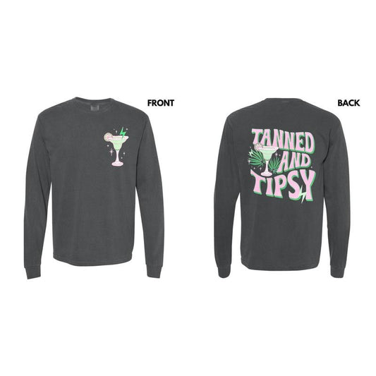 Bold Tanned And Tipsy Long Sleeve Comfort Colors T-Shirt