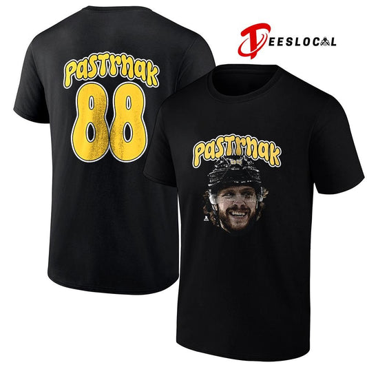 Boston Bruins David Pastrnak portrait name and number shirt