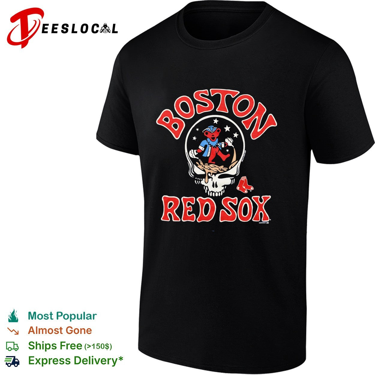 Boston Red Sox x Grateful Dead skull jester MLB graphic shirt