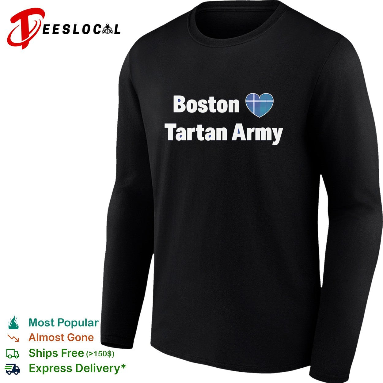 Boston heart Tartan Army Scotland national football team shirt