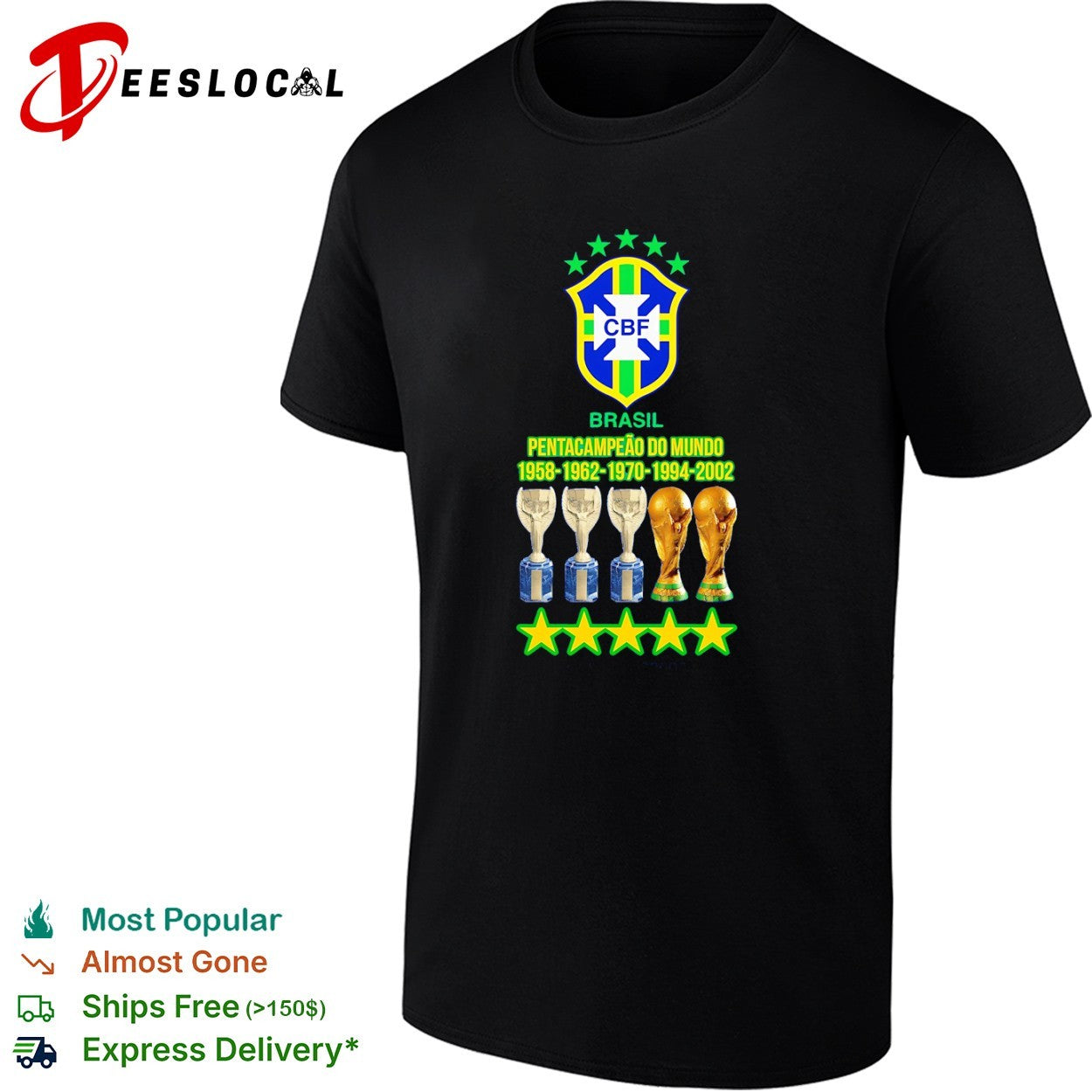 Brasil Pentacampeao do Mundo 1958 1962 1970 1994 2002 CBF World Cup team Brazil shirt