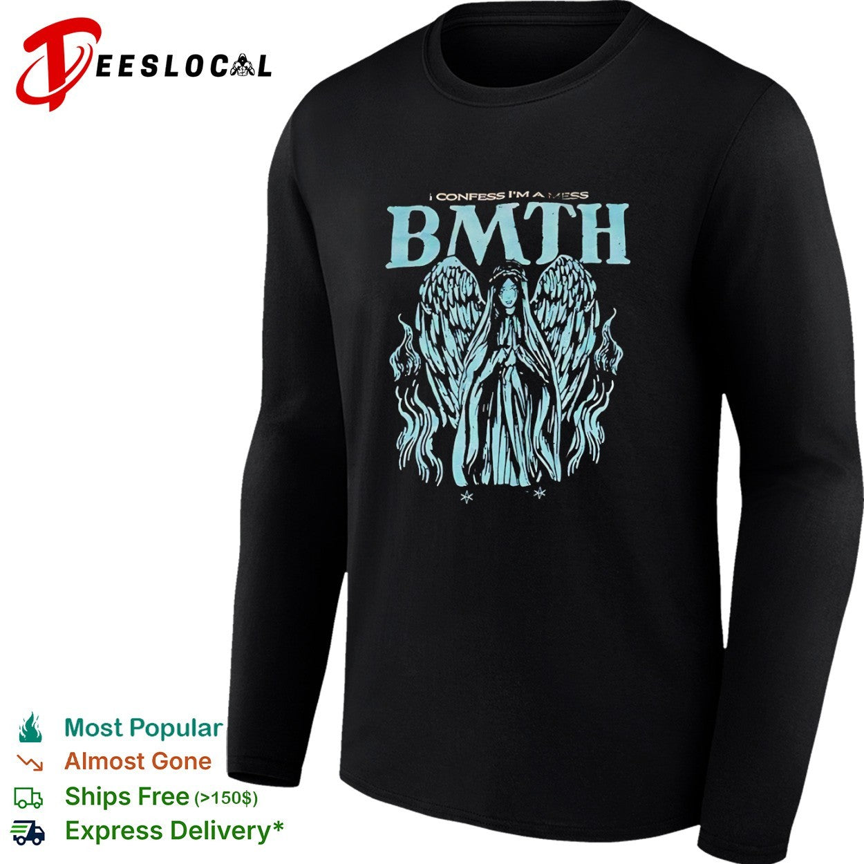 Bring Me The Horizon I confess Im a mess Angel Wings Alternative Metal Band shirt