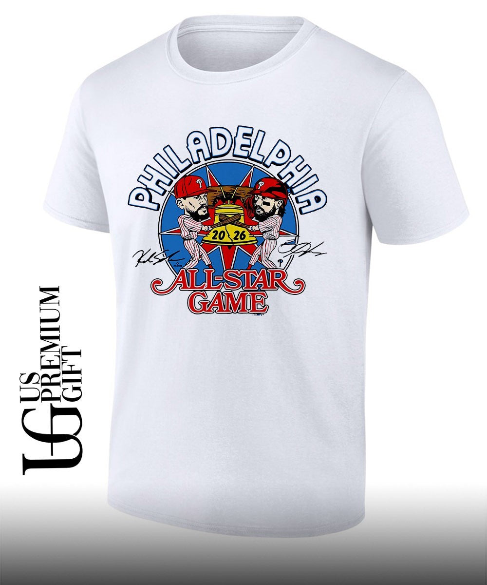 Bryce Harper and Kyle Schwarber Philadelphia Phillies 2026 MLB All-Star Game signature caricature shirt