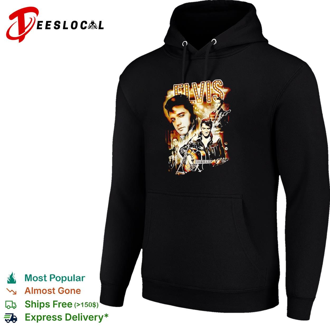 Elvis Presley portrait photo collage live concert stage lights graphic shirt