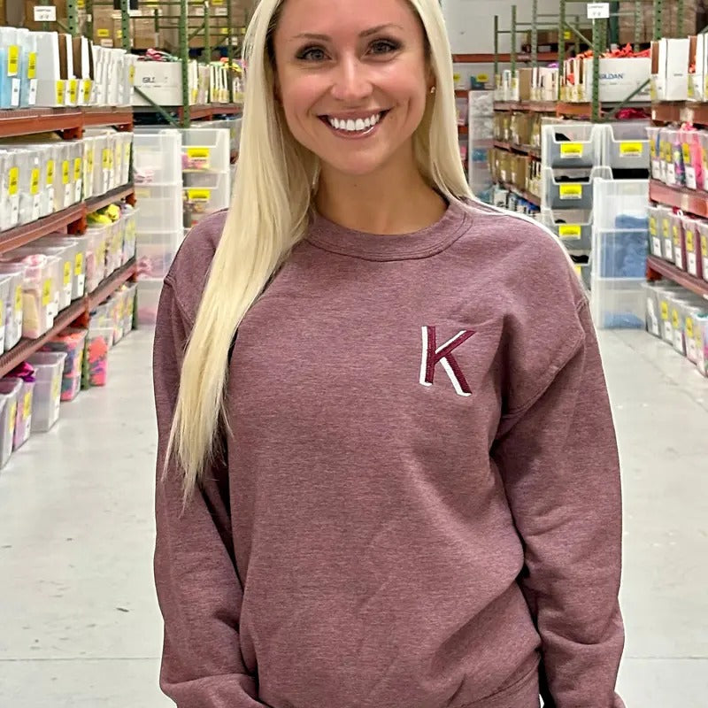 Burgundy Embroidered Initial Sweatshirt (2XL-3XL)