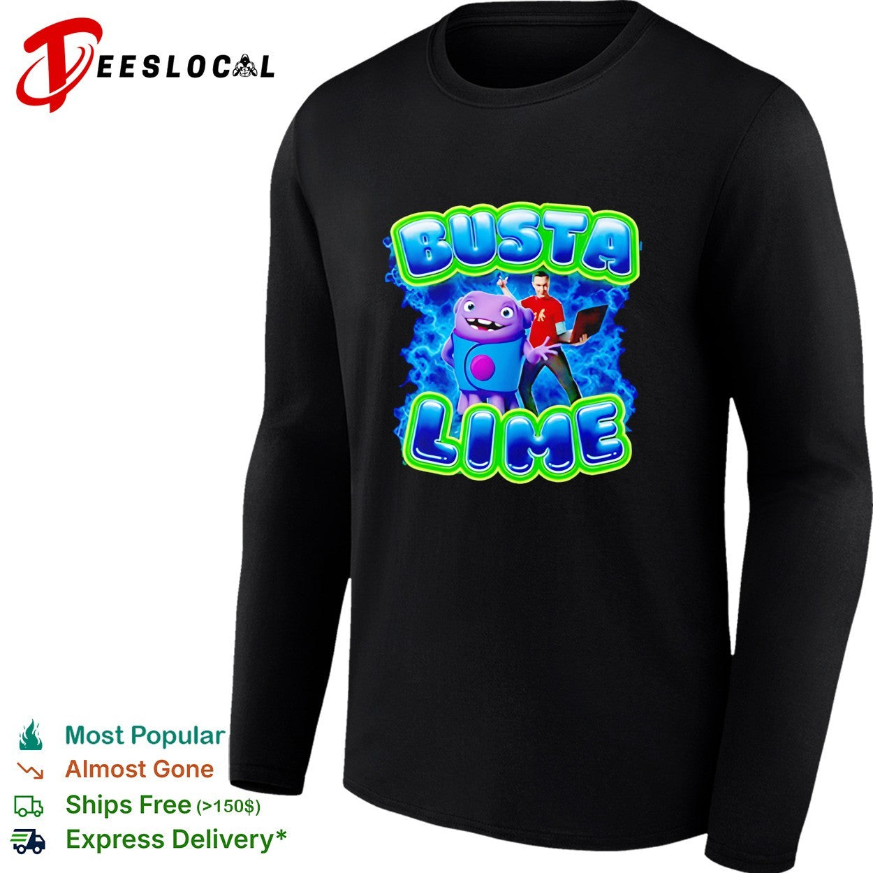 Busta Lime alien character with laptop electric illustration shirt