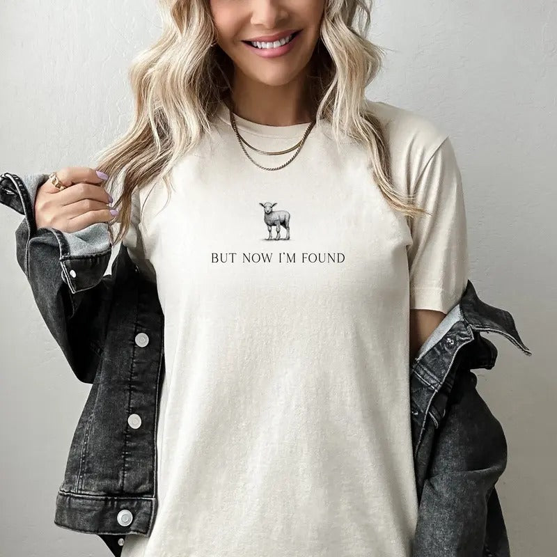 But Now I'm Found Christian T-shirt Christian Gift Retro Jesus Tee Cotton Top - clothing by TeeHivey.com