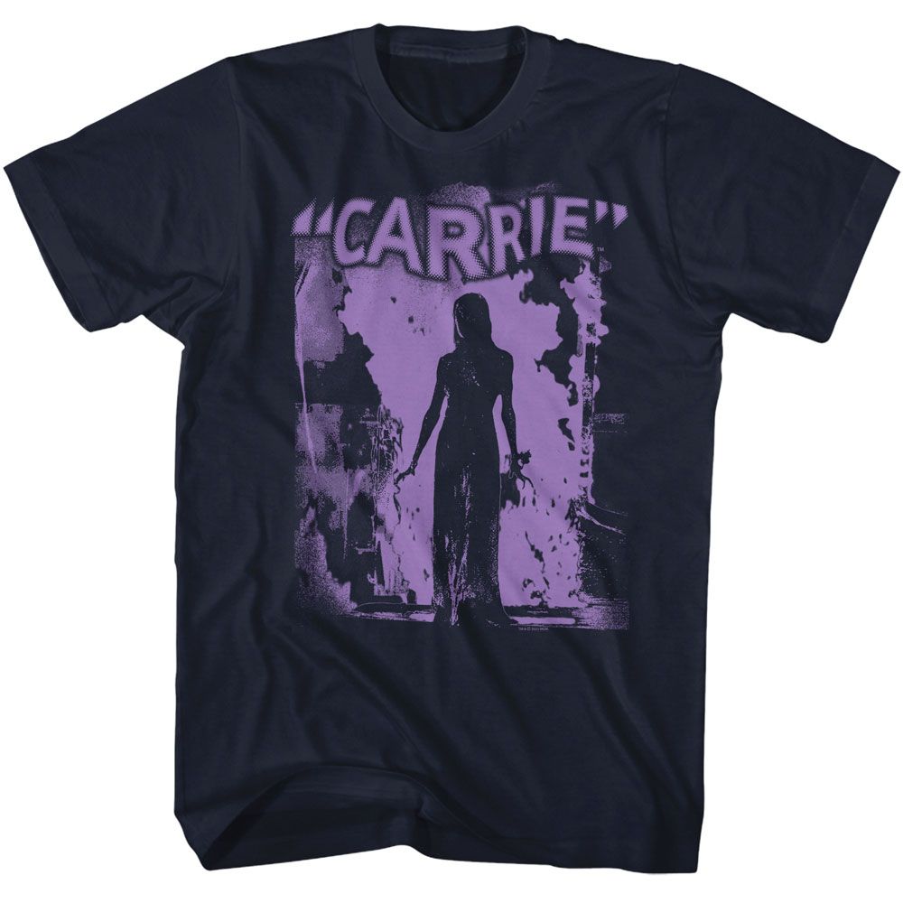 Carrie - Purple Flame - American Classics - Solid Blue Adult Short Sleeve T-Shirt