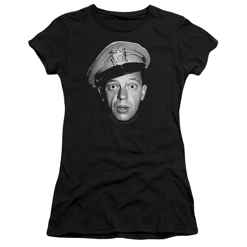 Andy Griffith Barney Head Junior Sheer Cap Sleeve Womens T Shirt Black - clothing by TeeHivey.com