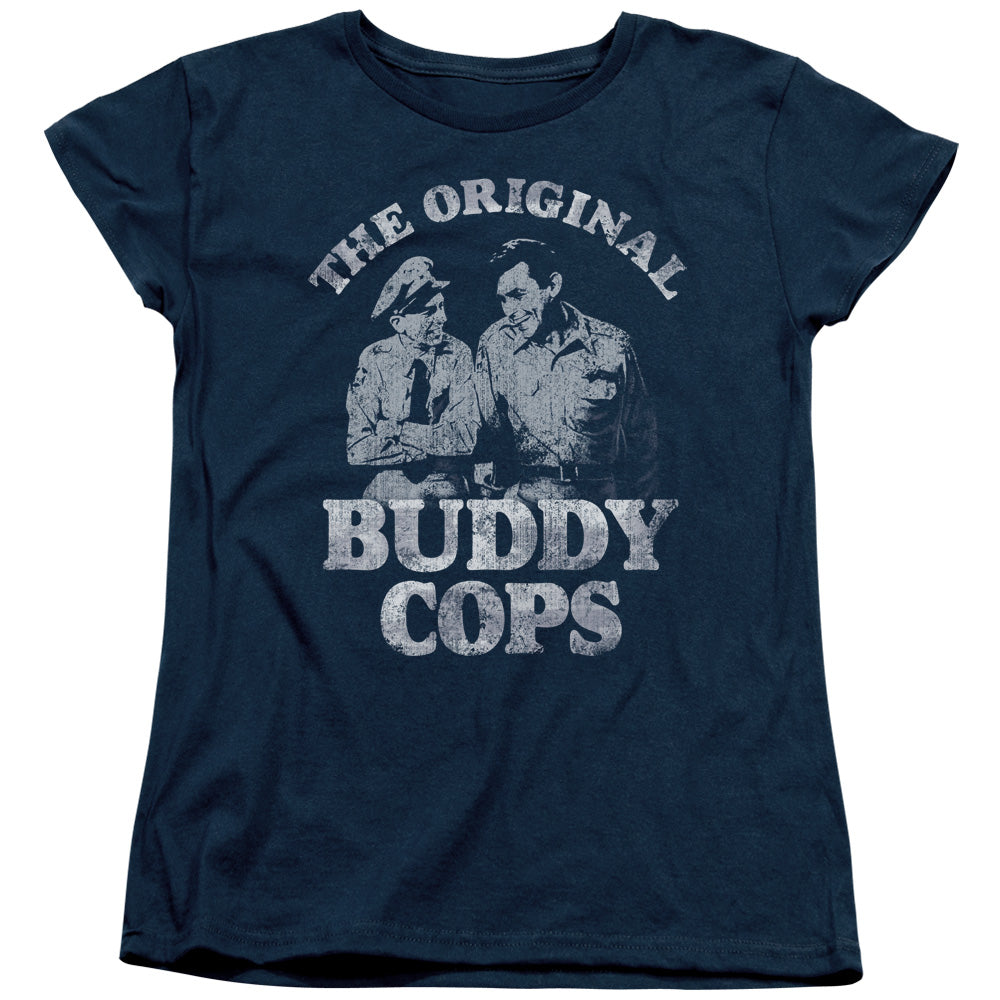 Andy Griffith Buddy Cops Womens T Shirt Navy - clothing by TeeHivey.com (Image 1)