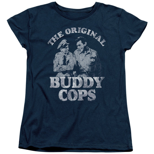 Andy Griffith Buddy Cops Womens T Shirt Navy - clothing by TeeHivey.com (Image 1)