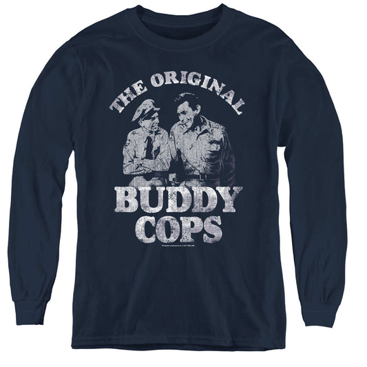 Andy Griffith Buddy Cops Long Sleeve Kids Youth T Shirt Navy - clothing by TeeHivey.com (Image 1)