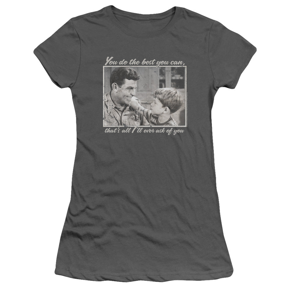 Andy Griffith Wise Words Junior Sheer Cap Sleeve Womens T Shirt Charcoal - clothing by TeeHivey.com