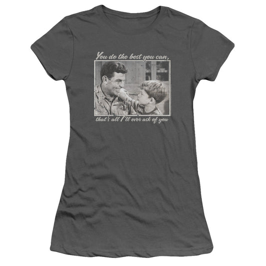 Andy Griffith Wise Words Junior Sheer Cap Sleeve Womens T Shirt Charcoal - clothing by TeeHivey.com
