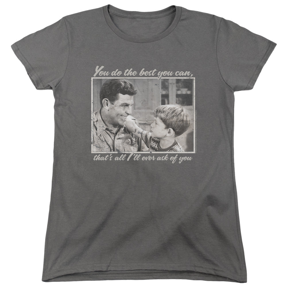 Andy Griffith Wise Words Womens T Shirt Charcoal - clothing by TeeHivey.com (Image 1)