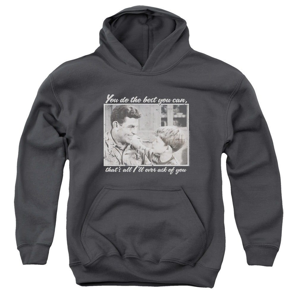 Andy Griffith Wise Words Kids Youth Hoodie Charcoal - clothing by TeeHivey.com (Image 1)