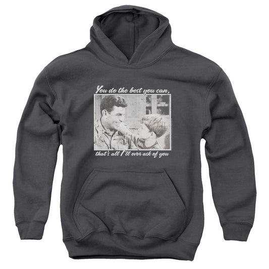 Andy Griffith Wise Words Kids Youth Hoodie Charcoal - clothing by TeeHivey.com (Image 1)