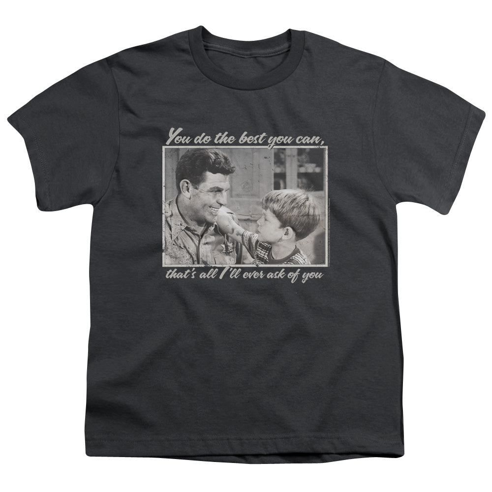 Andy Griffith Wise Words Kids Youth T Shirt Charcoal - clothing by TeeHivey.com (Image 1)