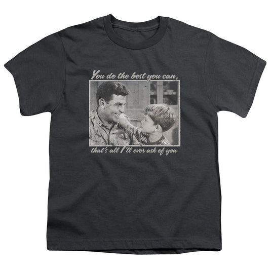 Andy Griffith Wise Words Kids Youth T Shirt Charcoal - clothing by TeeHivey.com (Image 1)
