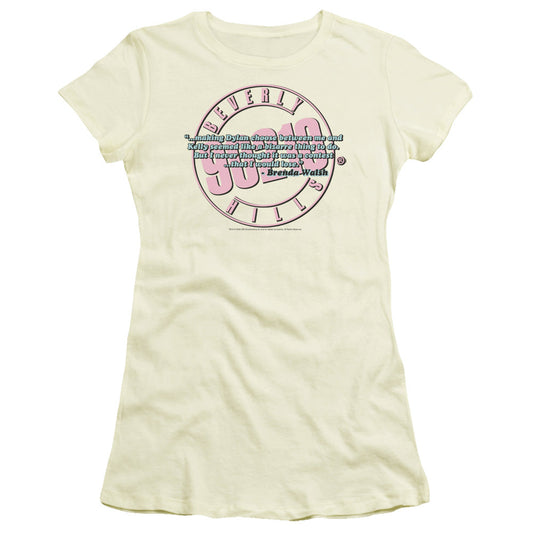 90210 to Be or Not to Be Junior Sheer Cap Sleeve Womens T Shirt Cream