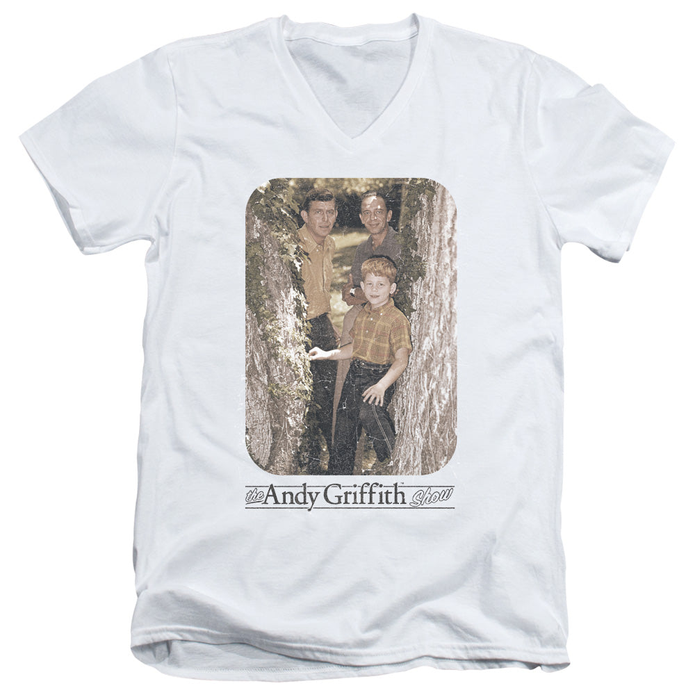 Andy Griffith Tree Photo Mens Slim Fit V-Neck T Shirt White - clothing by TeeHivey.com