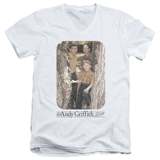Andy Griffith Tree Photo Mens Slim Fit V-Neck T Shirt White - clothing by TeeHivey.com