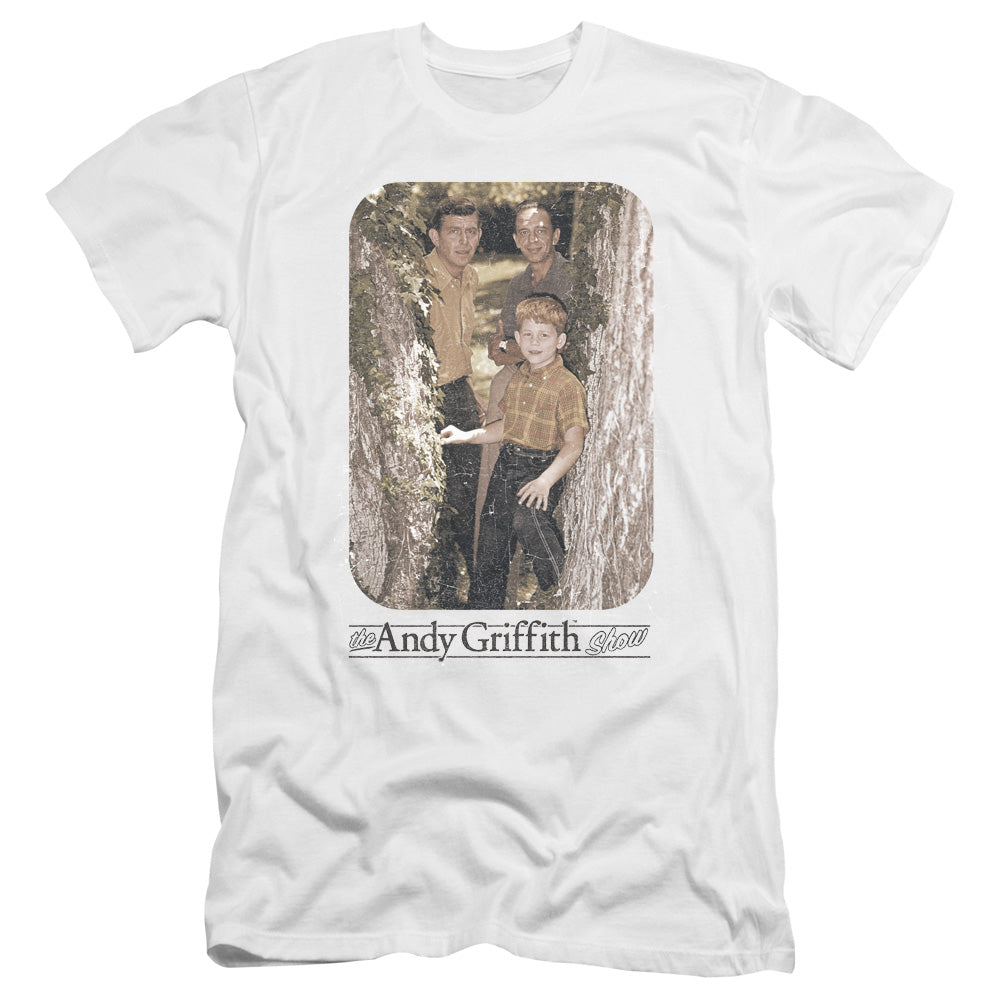 Andy Griffith Tree Photo Premium Bella Canvas Slim Fit Mens T Shirt White - clothing by TeeHivey.com (Image 2)