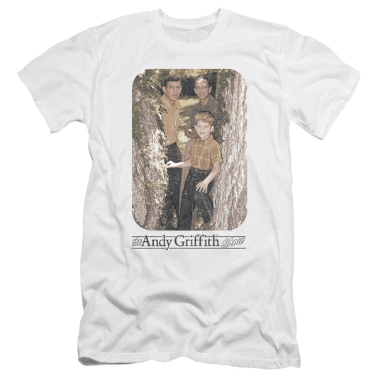 Andy Griffith Tree Photo Premium Bella Canvas Slim Fit Mens T Shirt White - clothing by TeeHivey.com (Image 1)