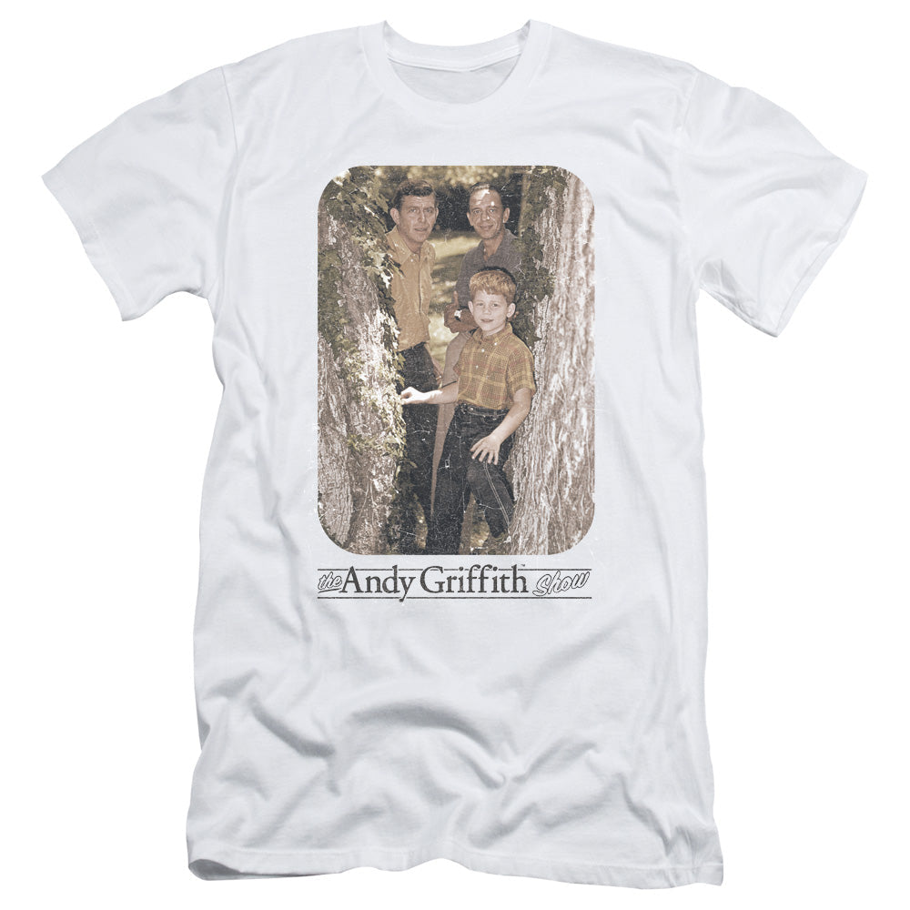 Andy Griffith Tree Photo Slim Fit Mens T Shirt White - clothing by TeeHivey.com