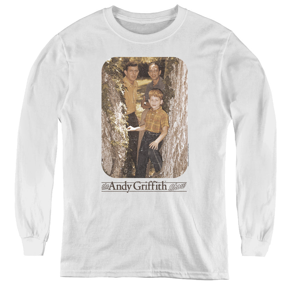 Andy Griffith Tree Photo Long Sleeve Kids Youth T Shirt White - clothing by TeeHivey.com (Image 1)