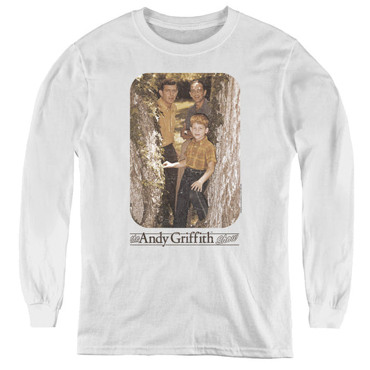 Andy Griffith Tree Photo Long Sleeve Kids Youth T Shirt White - clothing by TeeHivey.com (Image 1)