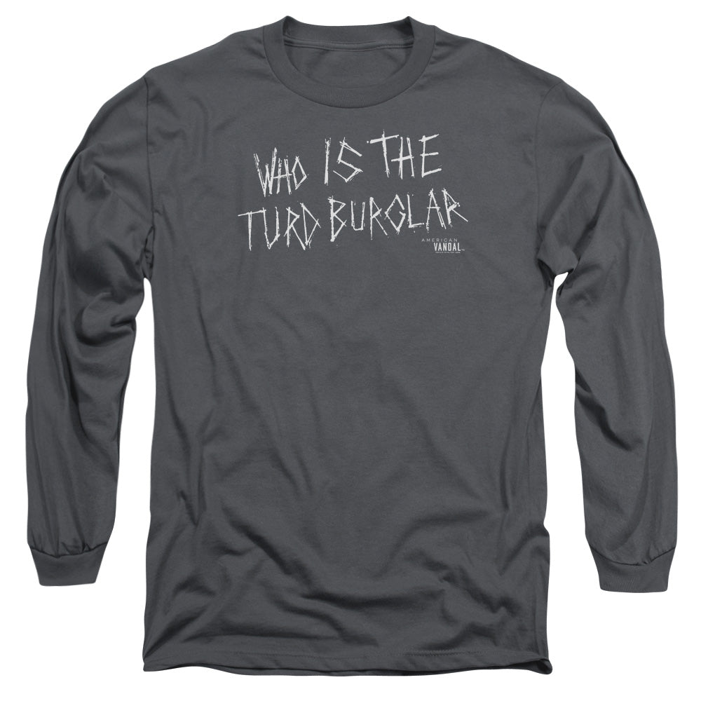 American Vandal Turd Burglar Mens Long Sleeve Shirt Charcoal