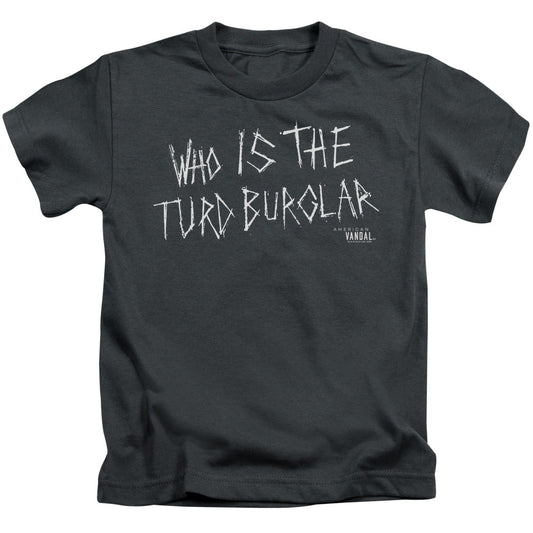 American Vandal Turd Burglar Juvenile Kids Youth T Shirt Charcoal
